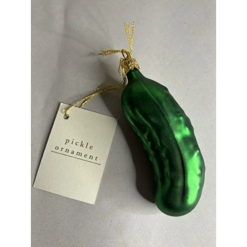 NWT Pier‎ One 1 Imports Glass Christmas Pickle With Story 4.75” Made In Poland